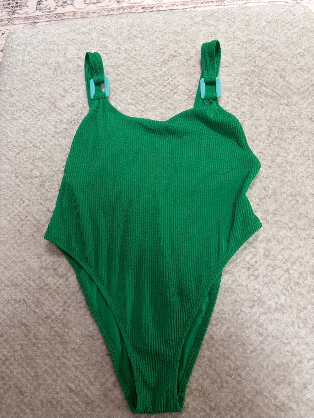 ARIE Green Textured One-Piece Swimsuit